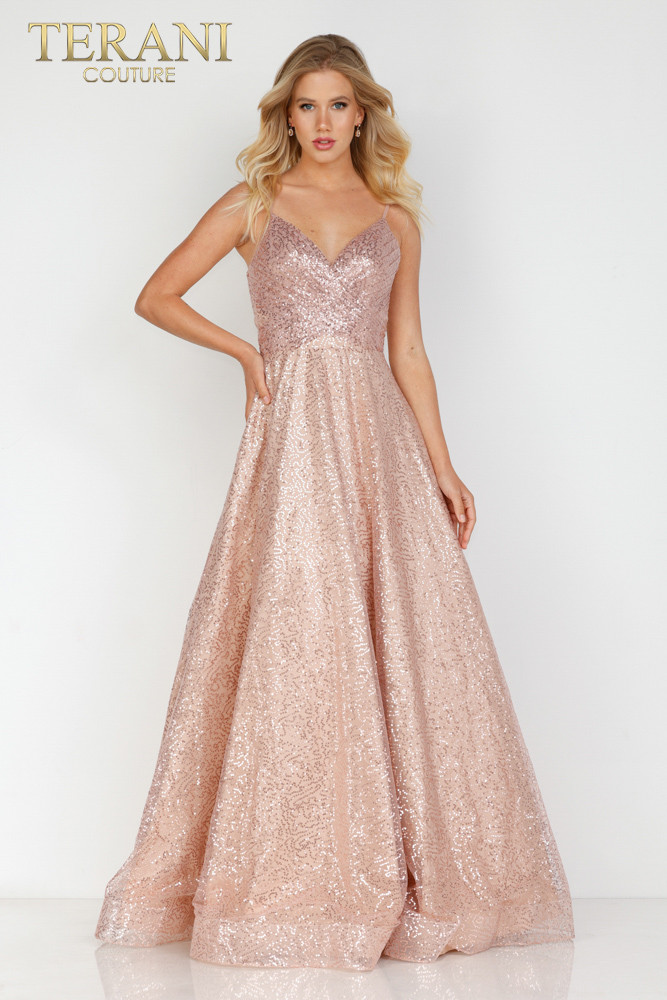 Terani Couture 2011P1477 Sequin Spaghetti Strap Ballgown