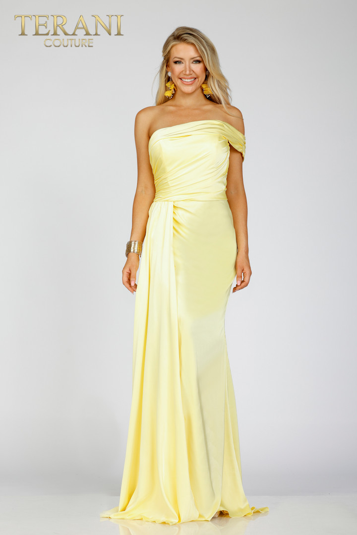 Terani Couture 231P0541 One Side Detachable Flare Long Dress