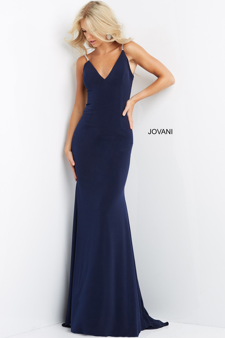 Jovani 07297 Sleeveless Embellished Plunging V Neck Dress