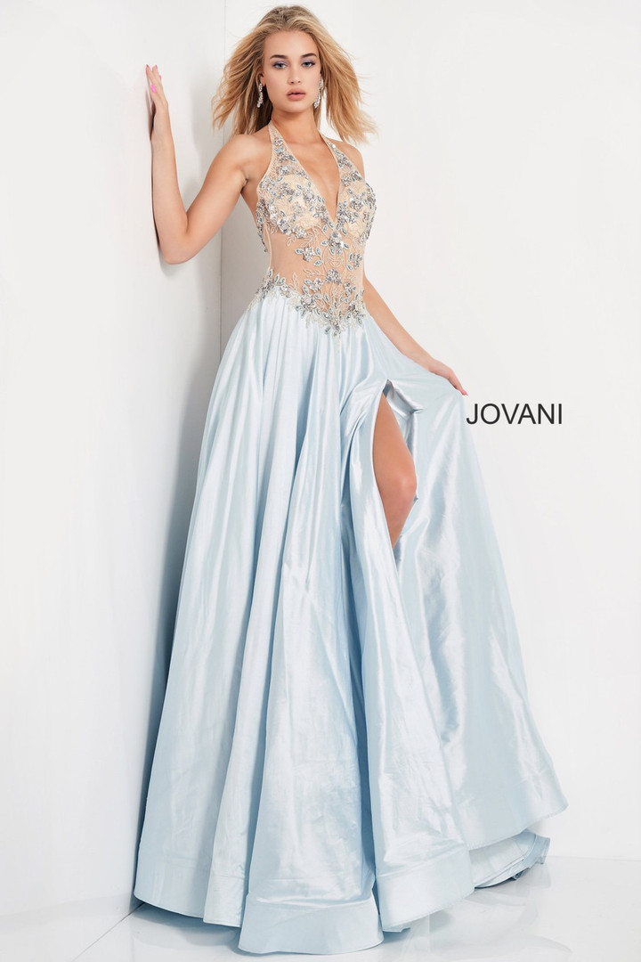 Jovani 05587 Embellished Bodice Taffeta Prom Gown