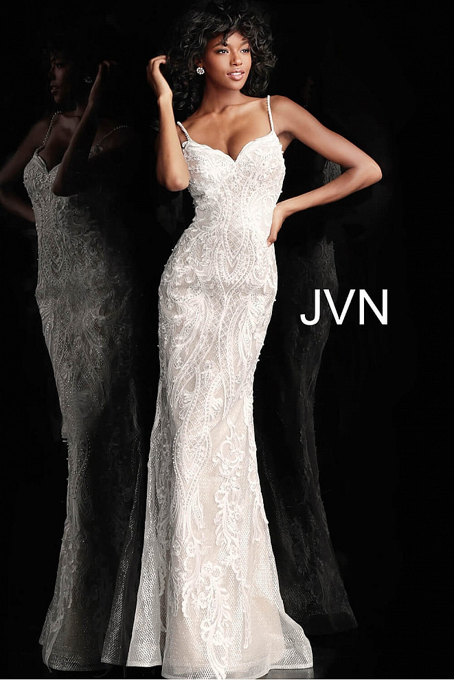 JVN by Jovani JVN65529 Sleeveless Embroidered Long Dress