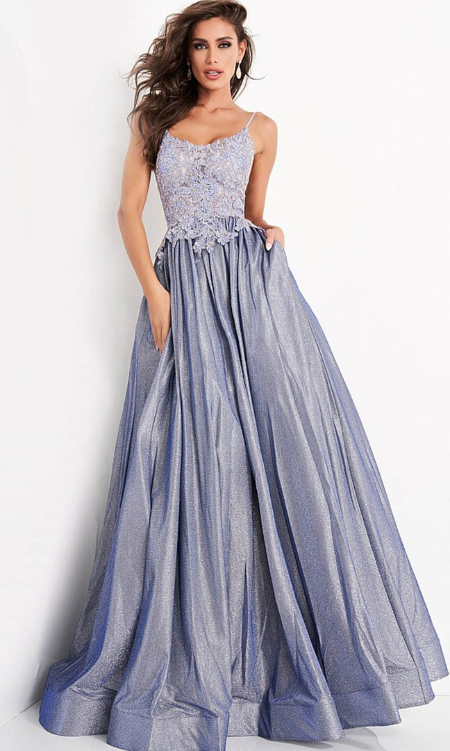 JVN by Jovani JVN03038 Embroidered Scoop Neck Ballgown