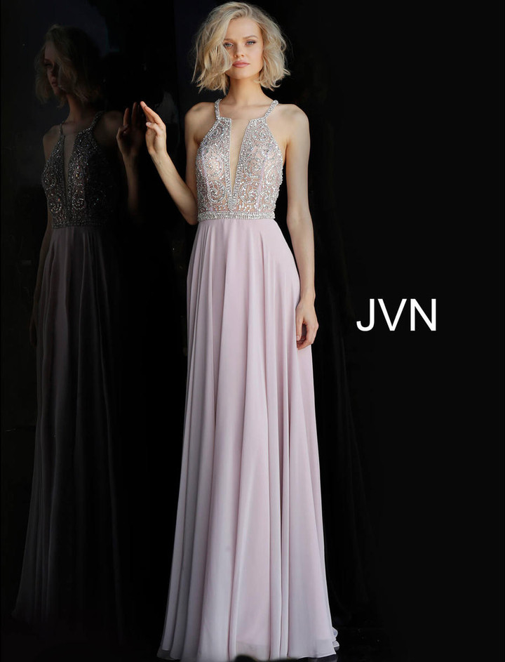 JVN by Jovani JVN66050 Sleeveless Crystals Full Length Gown
