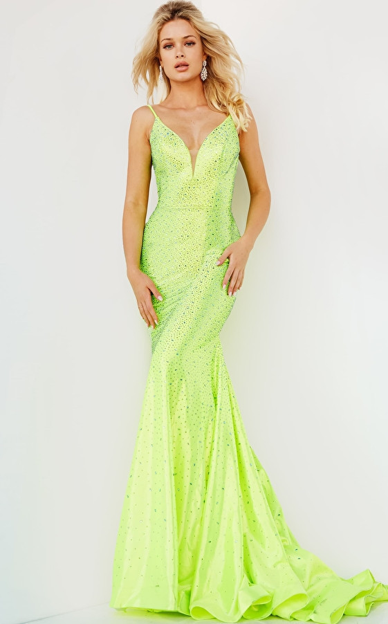 Jovani 08157 Embellished Plunging Sweetheart Sleeveless Gown