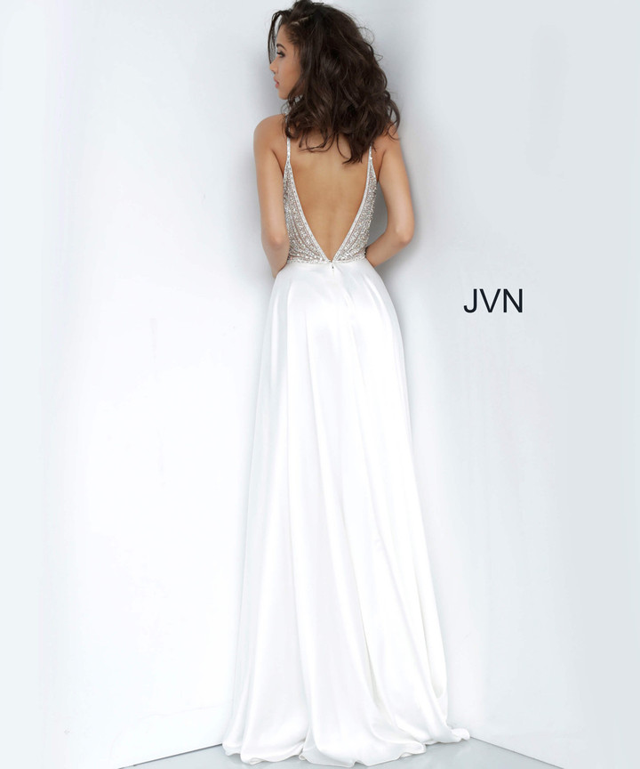 Jovani Prom JVN4405 Crystal Beaded Illusion High Slit Gown