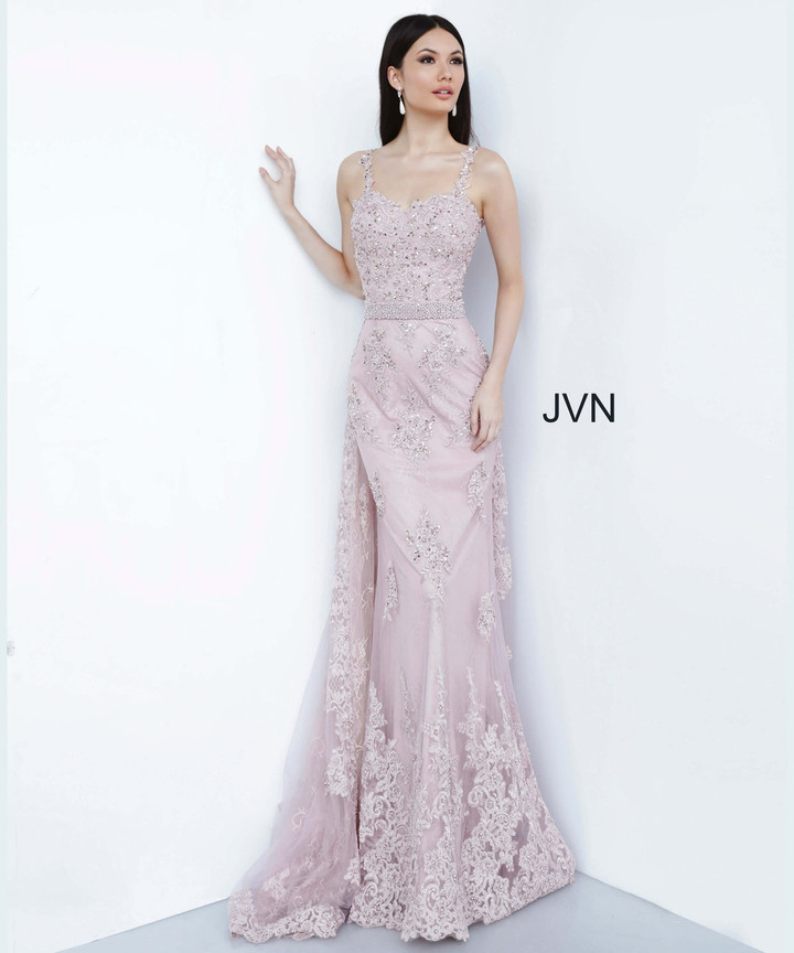 JVN by Jovani JVN2444 Embroidered Sweetheart Overskirt Dress