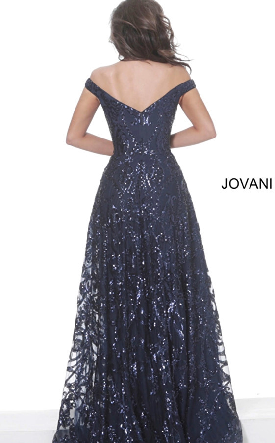 Jovani 02932 Sleeveless Off Shoulder Sequin Evening Dress