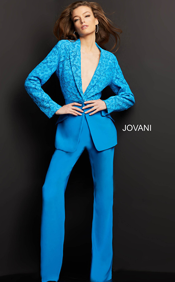 Jovani 07551 Lace and Crepe Two-Piece Evening Suit