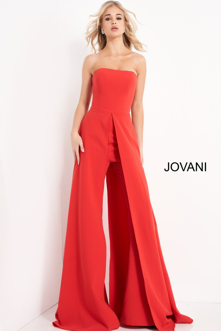 Jovani 03529 Strapless Wide Leg Jumpsuit