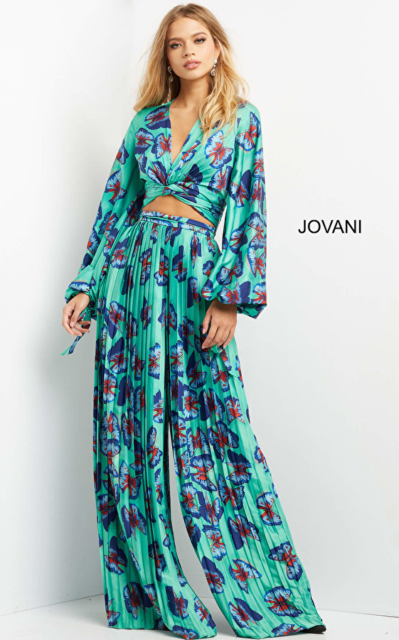 Jovani 06844 Print Long Sleeve Contemporary Top.