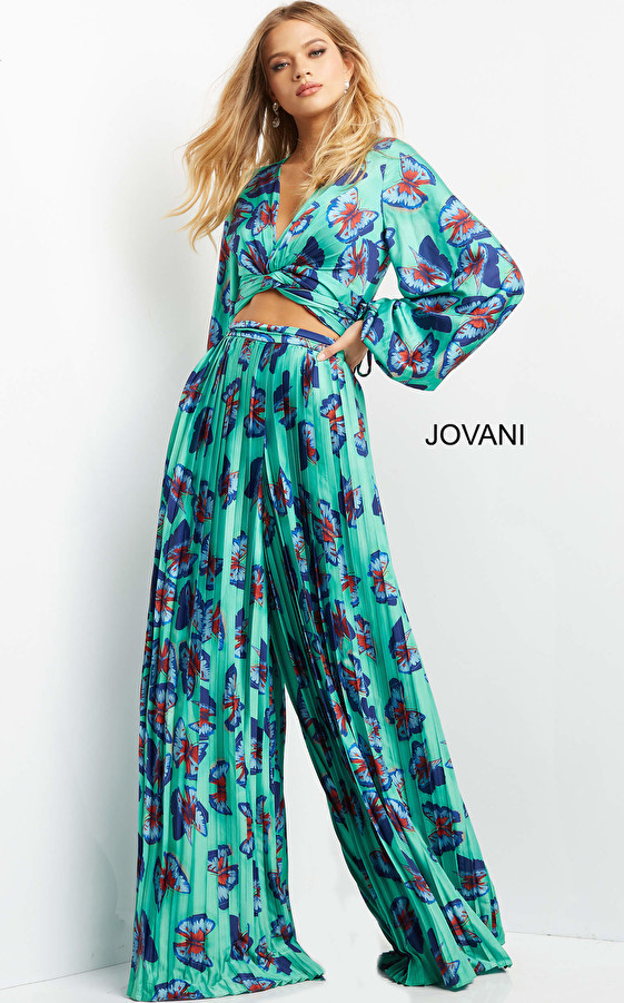Jovani 06844 Print Long Sleeve Contemporary Top.