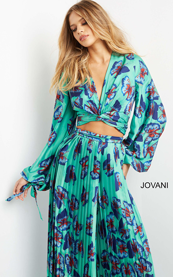 Jovani 06844 Print Long Sleeve Contemporary Top.