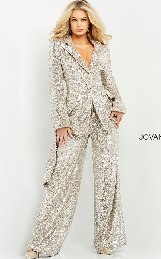 Jovani 04904 Long Sleeves Sequin Contemporary Blazer