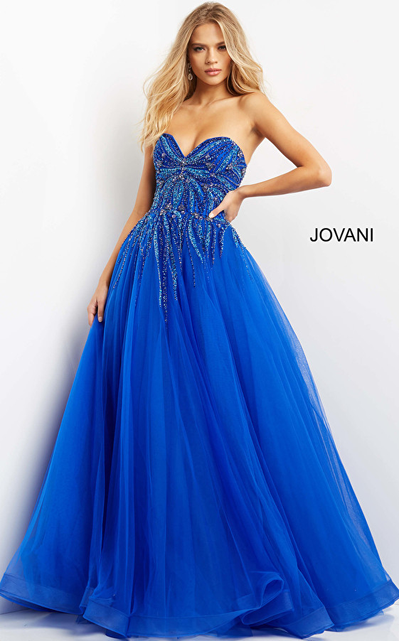 Jovani 07946 Beaded Bodice Strapless Prom Ballgown