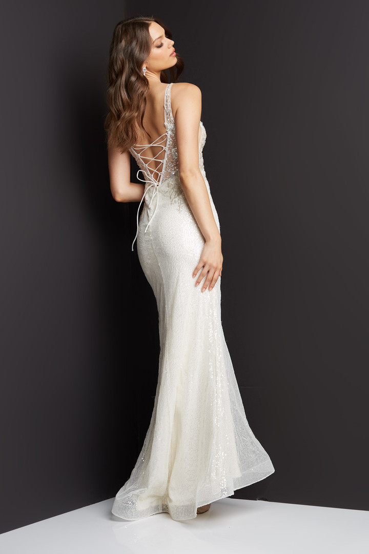 Jovani JVN06764 Sleeveless Plunging V-neck Embellished Gown