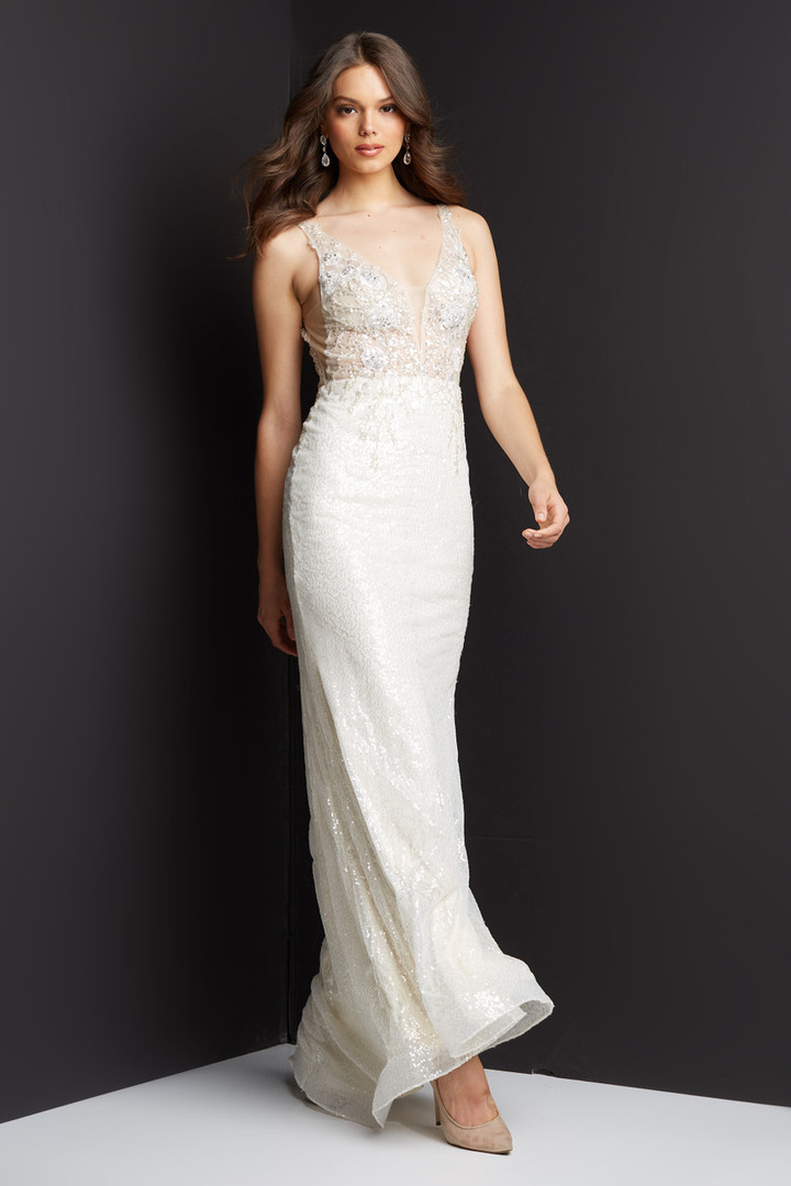 JVN by Jovani JVN06764 Embellished Sleeveless V-neck Gown