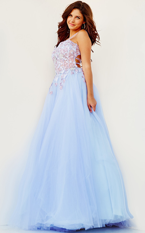 Jovani 06207 Sleeveless Tulle Voluminous Crisscross Gown