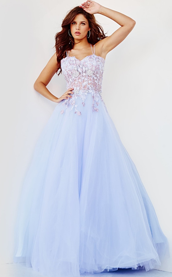 Jovani 06207 Sleeveless Tulle Voluminous Crisscross Gown