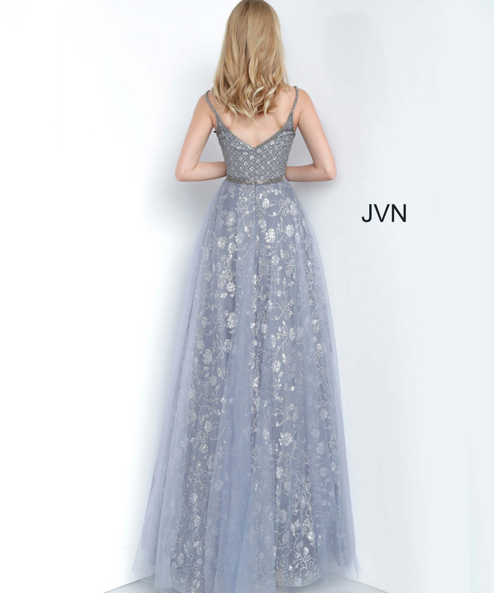 JVN by Jovani JVN4297 Embellished Deep V-Neck Ballgown