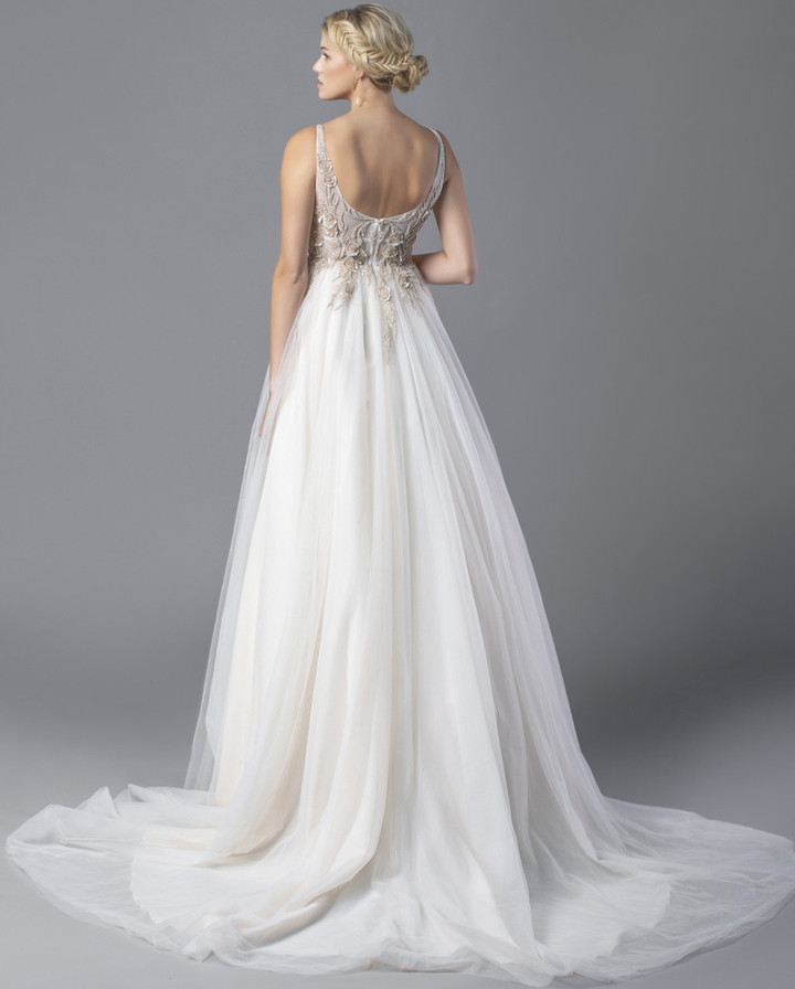 Alina Voce By Jovani AV05781 Floral Bodice ALine Bridal Gown