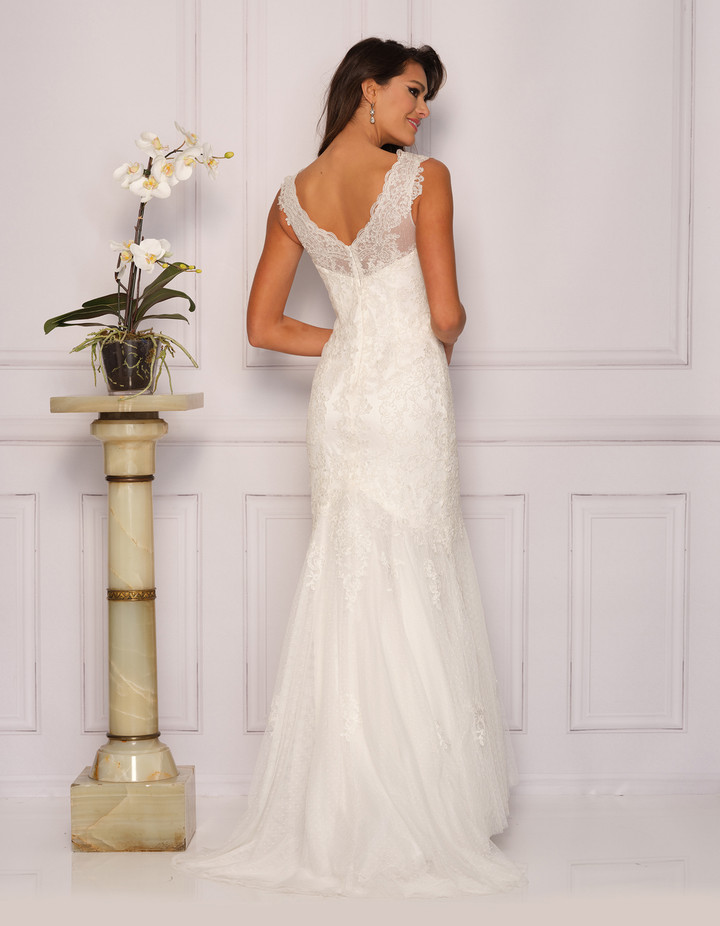 Dave and Johnny 1937 Sequin Lace Embellished Wedding Dress