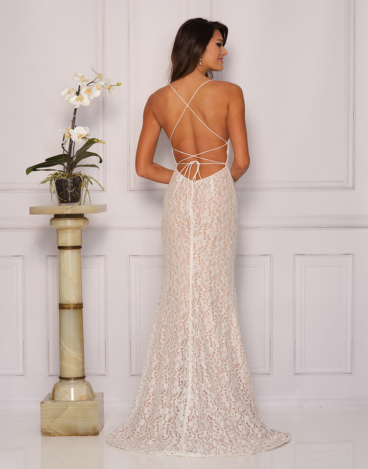 Dave and Johnny 9490 Square Neck Embellished Wedding Dress