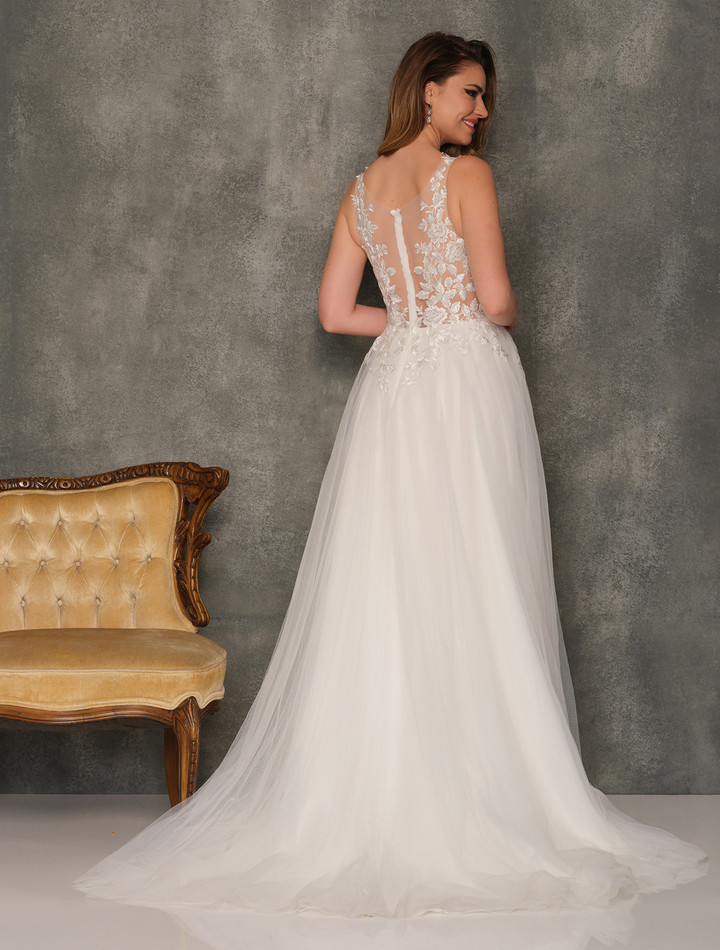 Dave and Johnny 10318 Sheer Back Floral Bridal Ballgown