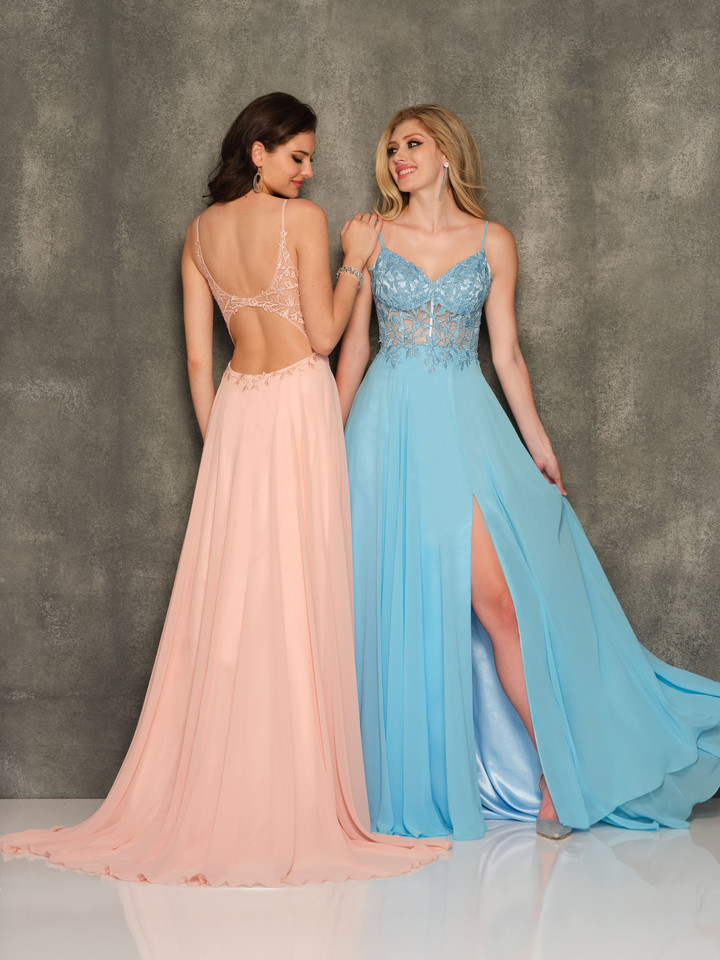 Dave and Johnny 10364 Corset with high Split Prom Dress
