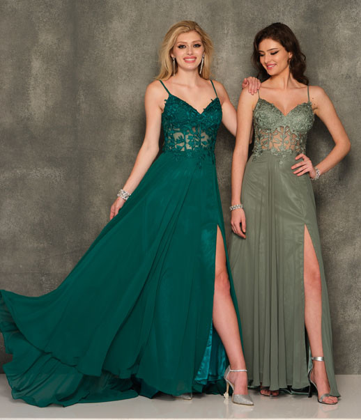 Dave and Johnny 10364 Corset with high Split Prom Dress
