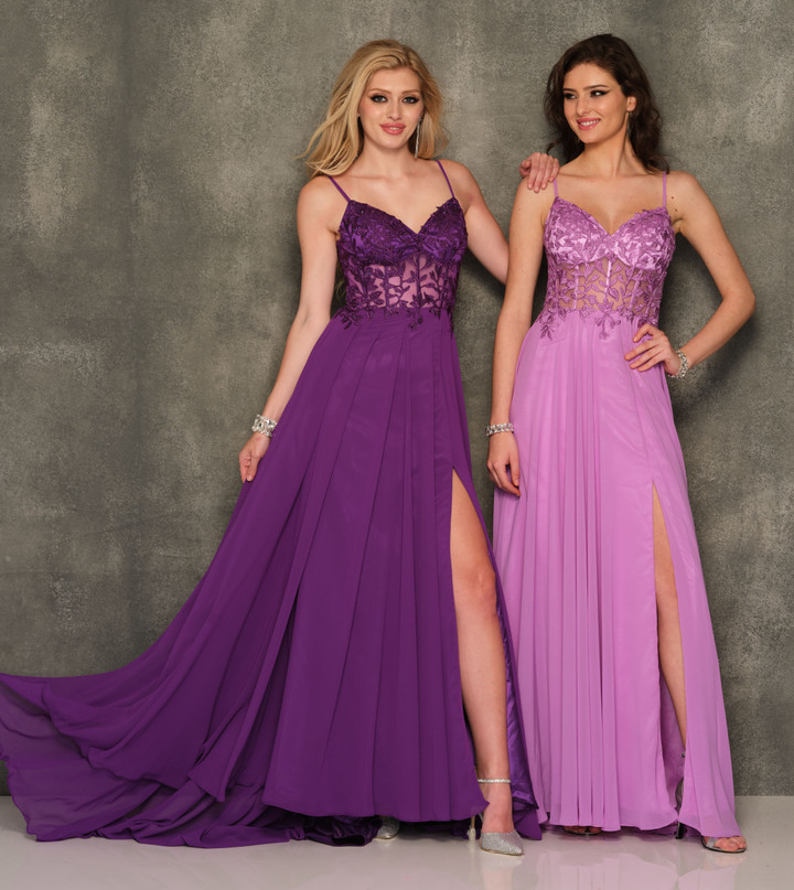 Dave and Johnny 10364 Corset with high Split Prom Dress