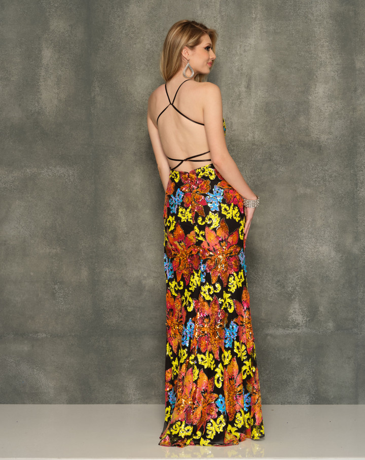 Dave and Johnny 10740 Black Multi Prom Dress