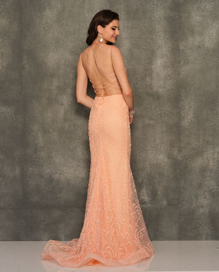 Dave and Johnny 10956 Coral Prom Dress