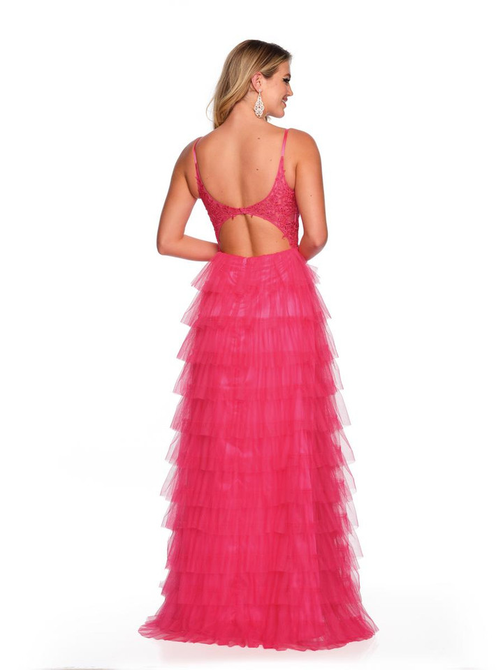 Dave and Johnny 11148 Tiered Ruffle Sleeveless Prom Dress