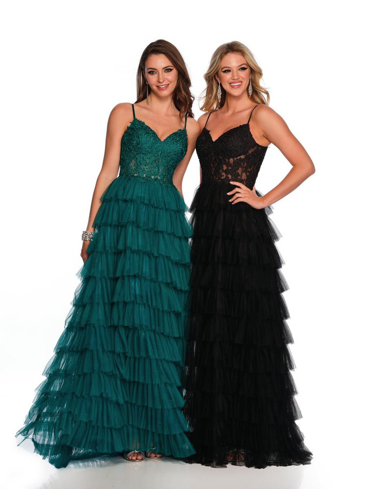 Dave and Johnny 11148 Tiered Ruffle Sleeveless Prom Dress