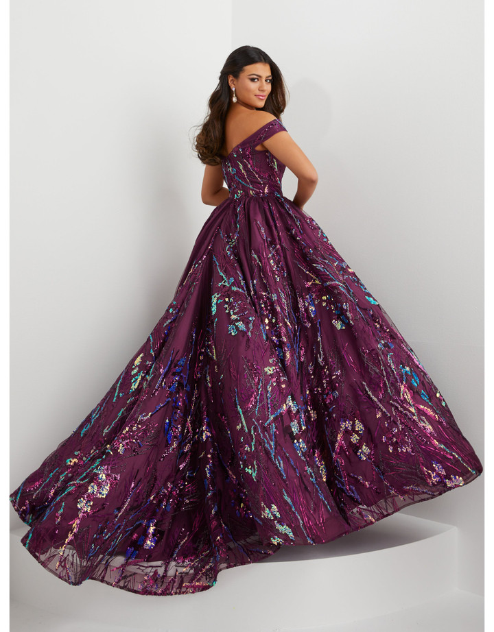 House of Wu 14128 Off-shoulder Floral Sequin Panoply Gown