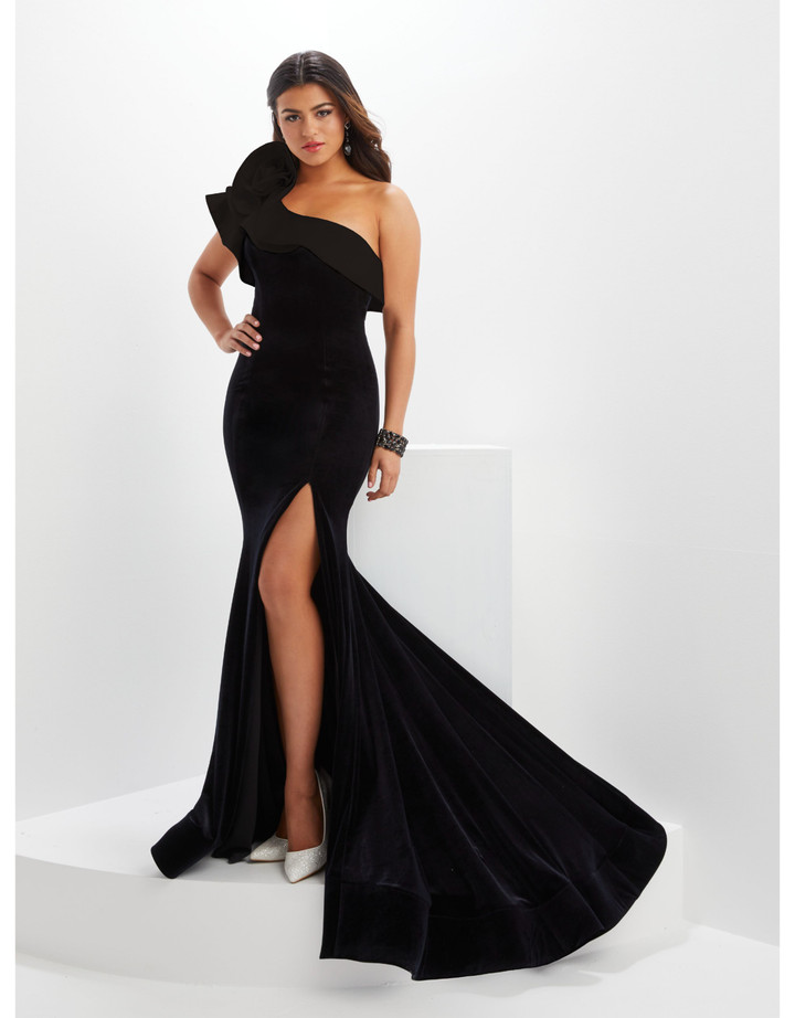 House of Wu 14130S One Shoulder Stretch Satin Panoply Gown