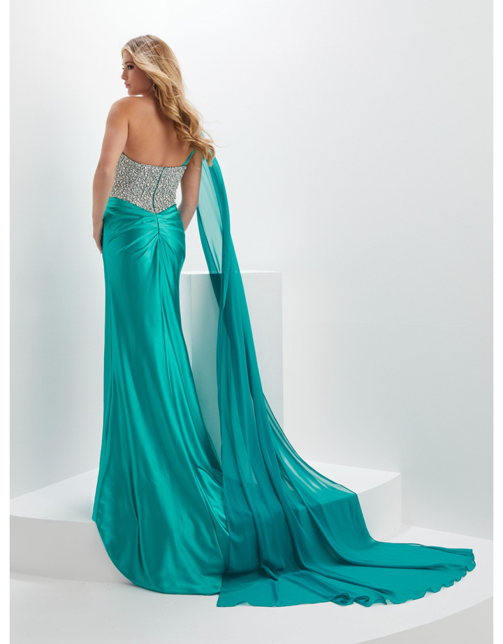 House of Wu 14137 Spandex One-Shoulder Long Panoply Gown