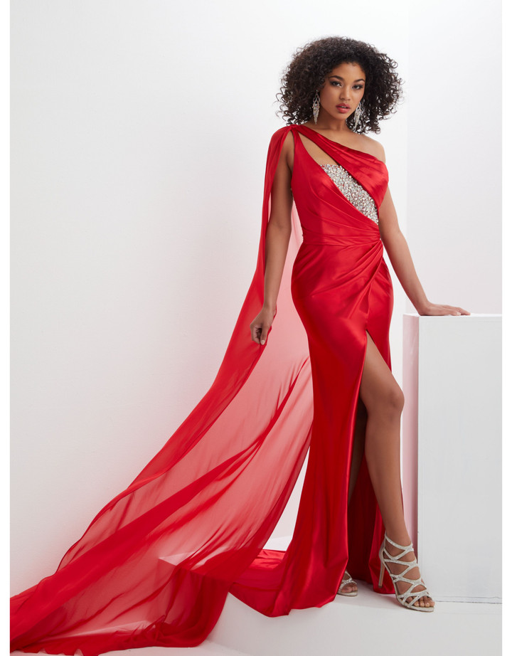 House of Wu 14137 Spandex One-Shoulder Long Panoply Gown