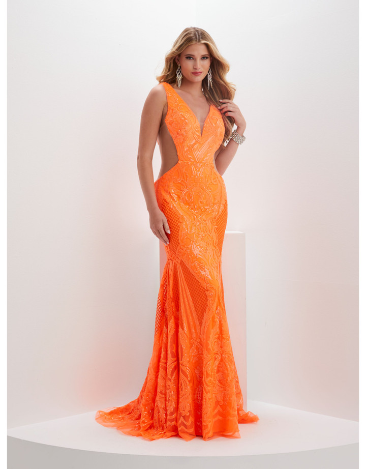 House of Wu 14142 Sequin Pattern Sleeveless Panoply Gown