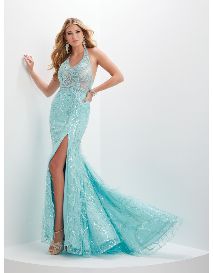 House of Wu 14144 Beads Sheer Sequin Sleeveless Panoply Gown