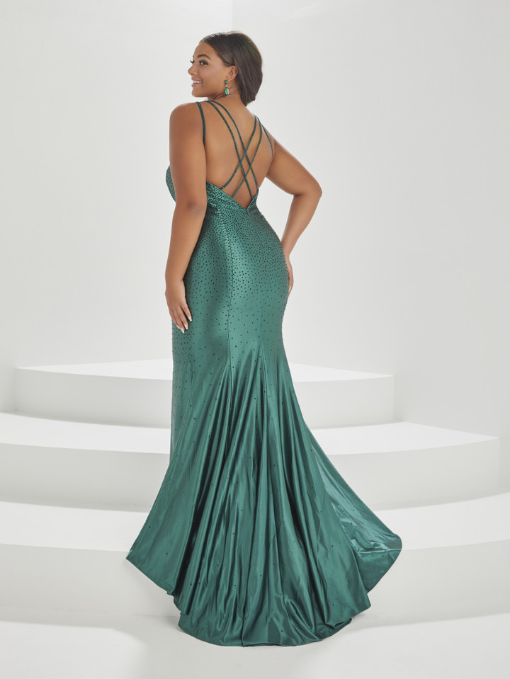 House of Wu 16038 Spandex Plunging Neck Tiffany Plus Gown