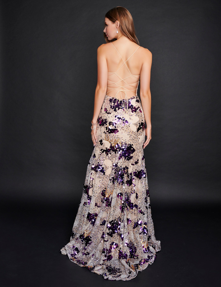 Nina Canacci 3221 Sleeveless Illusion V-neck Long Prom Dress