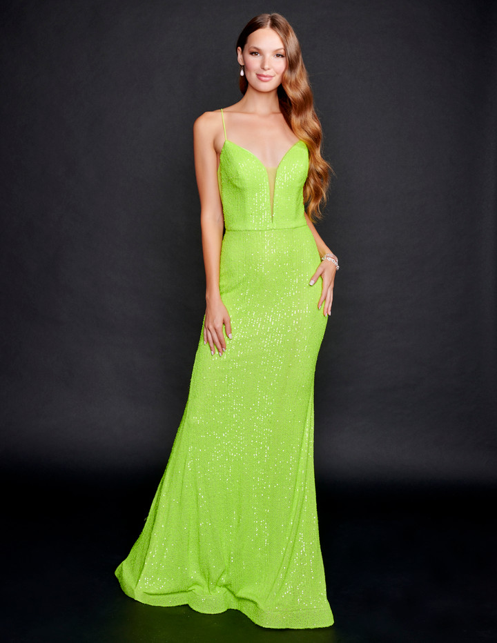 Nina Canacci 8214 Sleeveless Plunging V-neck Long Prom Dress
