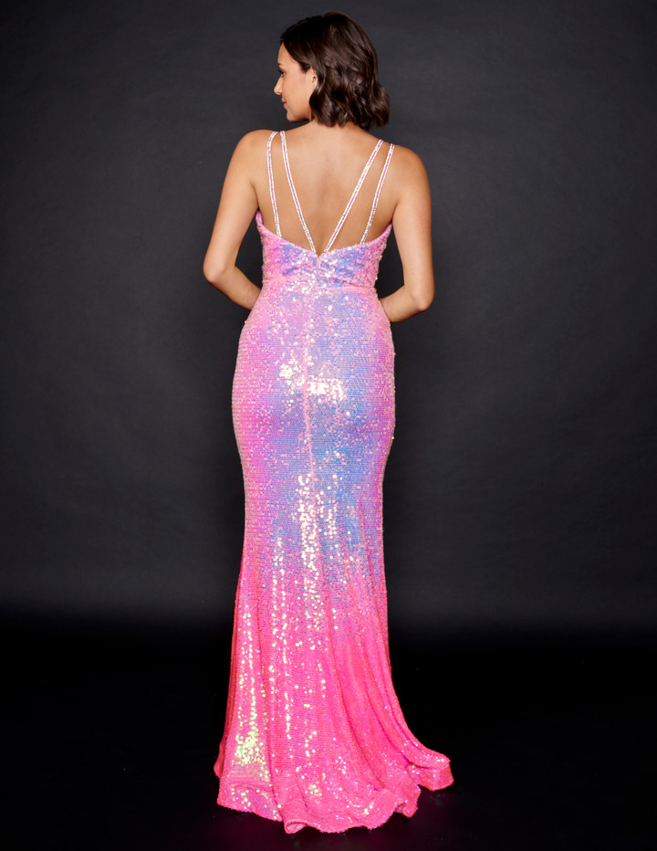 Nina Canacci 1534 Ombre Sequined Sweetheart Neck Prom Dress