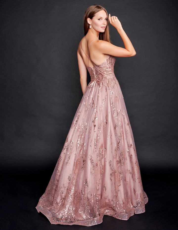 Nina Canacci 4300 Spaghetti Straps V-Neck Long Prom Dress