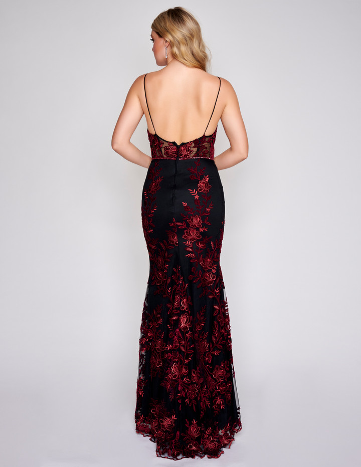 Nina Canacci 2240 V-Neck Embroidered Fitted Prom Dress