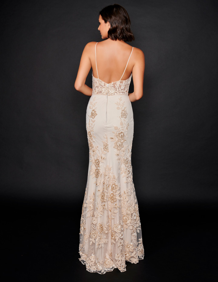 Nina Canacci 2240 V-Neck Embroidered Fitted Prom Dress