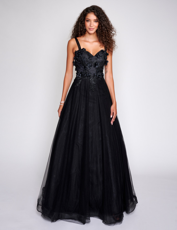 Nina Canacci 2331 Sweetheart Neck 3D Flowered Prom Dress