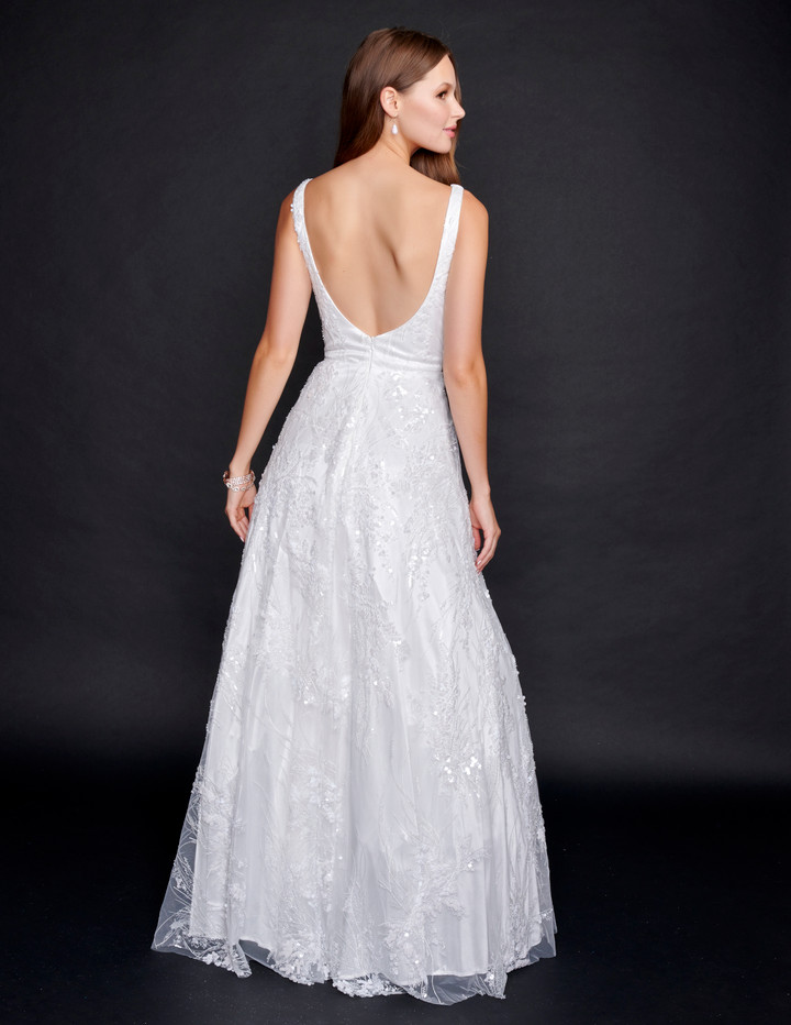 Nina Canacci 6584 Sleeveless Plunging V-neck Wedding Dress