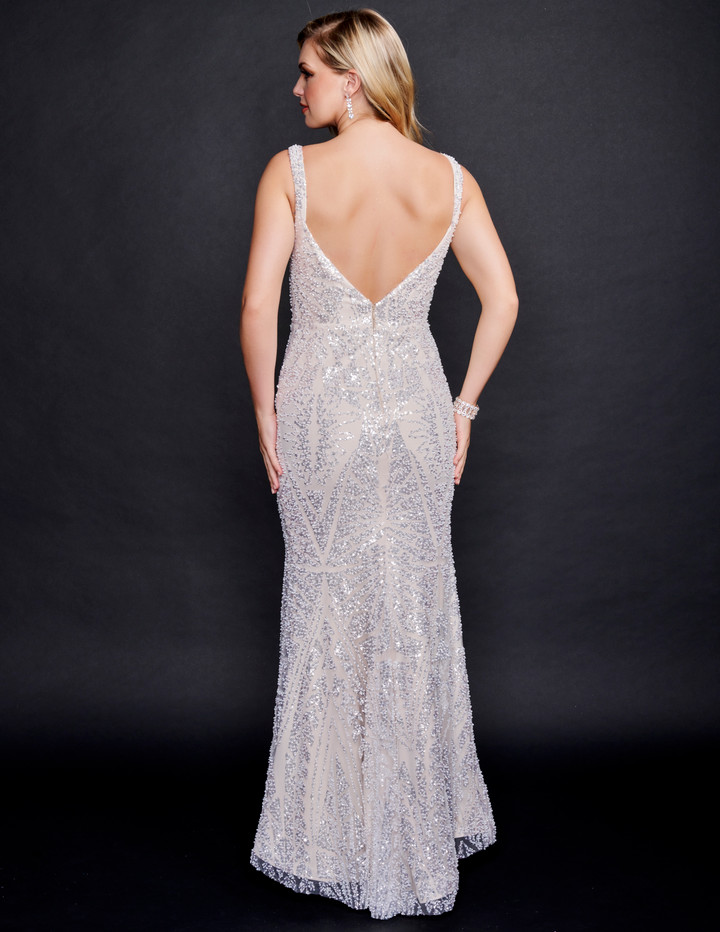 Nina Canacci 2356 Embellished Sequins V-Neck Wedding Dress